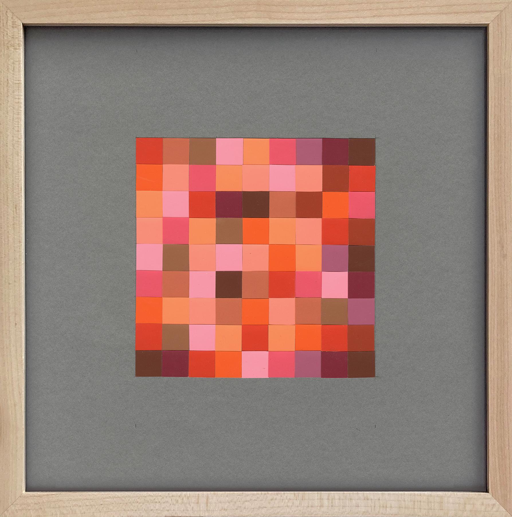 #007, Abstract, Colorful, & Dynamic Grid, Joseph Albers Color Aid Paper Collage