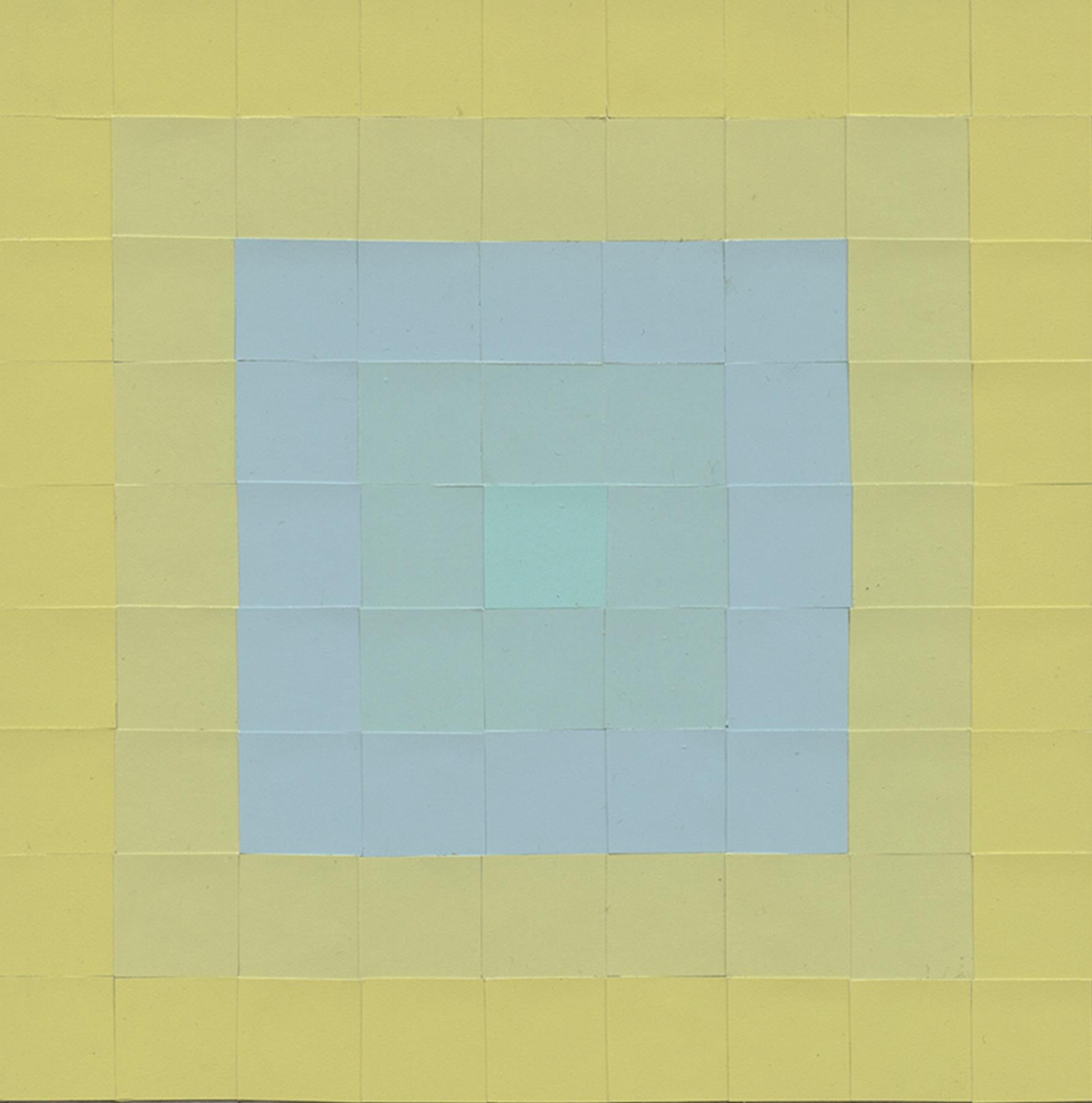 Joseph Albers #26, Farbaid-Papier-Collage, Pastell- und optisches Illusion- Grid im Angebot 1