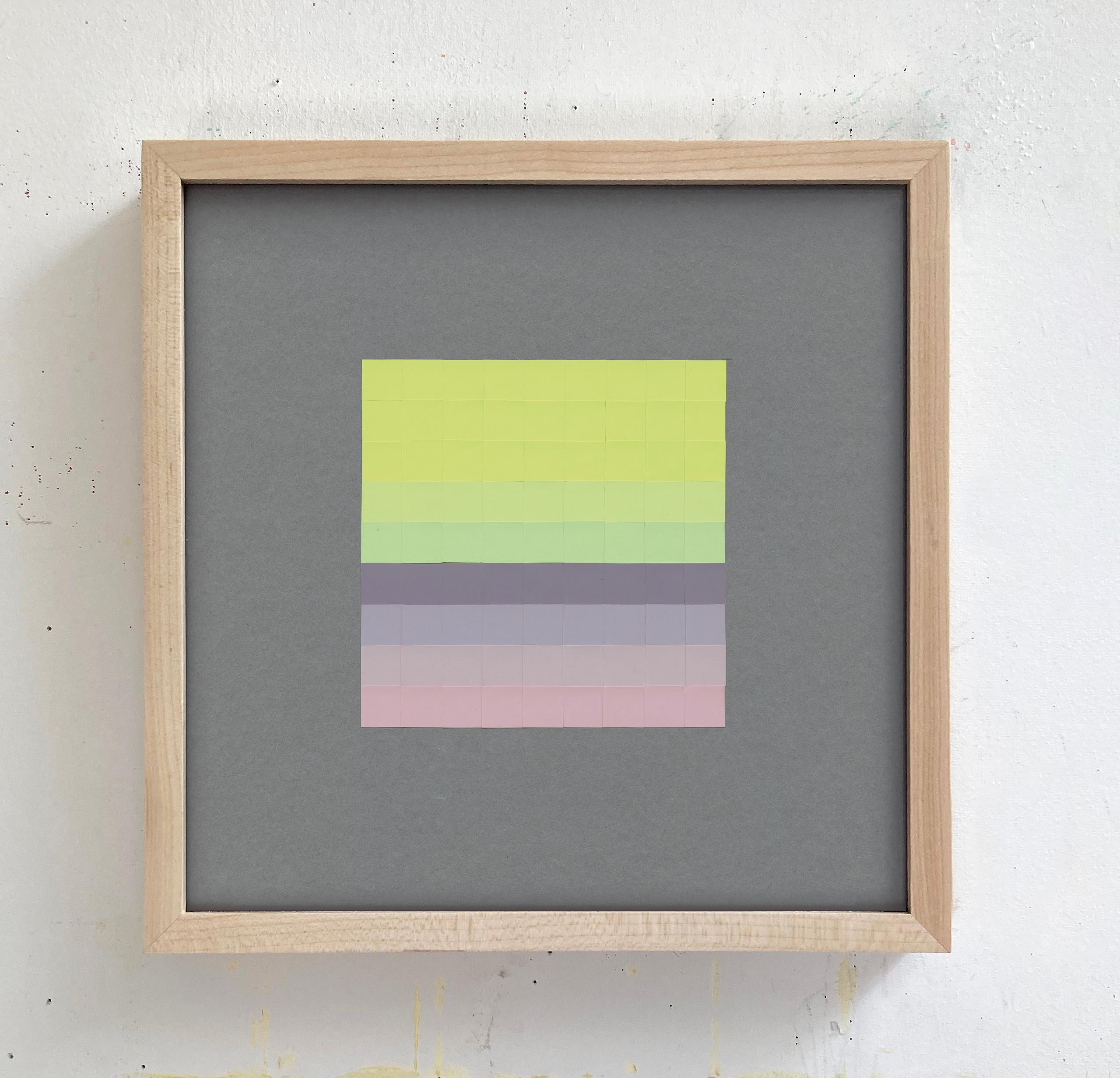 #35, Abstract Pastel & Stripe Grid, Joseph Albers Color Aid Paper Collage - Abstract Geometric Art by Lucía Rodríguez Pérez