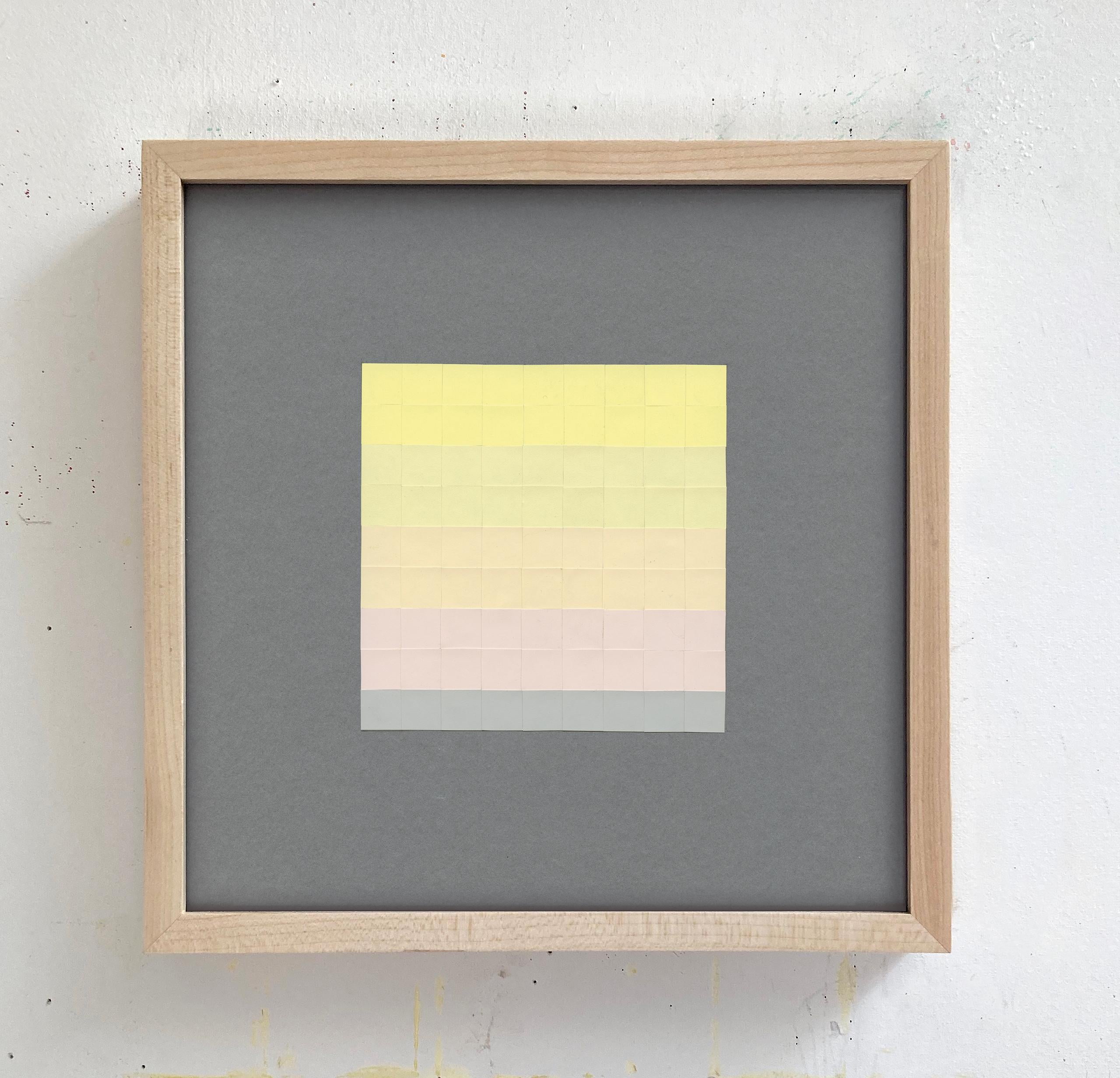 #22, Abstract Pastel & Stripe Grid, Joseph Albers Color Aid Paper Collage - Abstract Geometric Art by Lucía Rodríguez Pérez