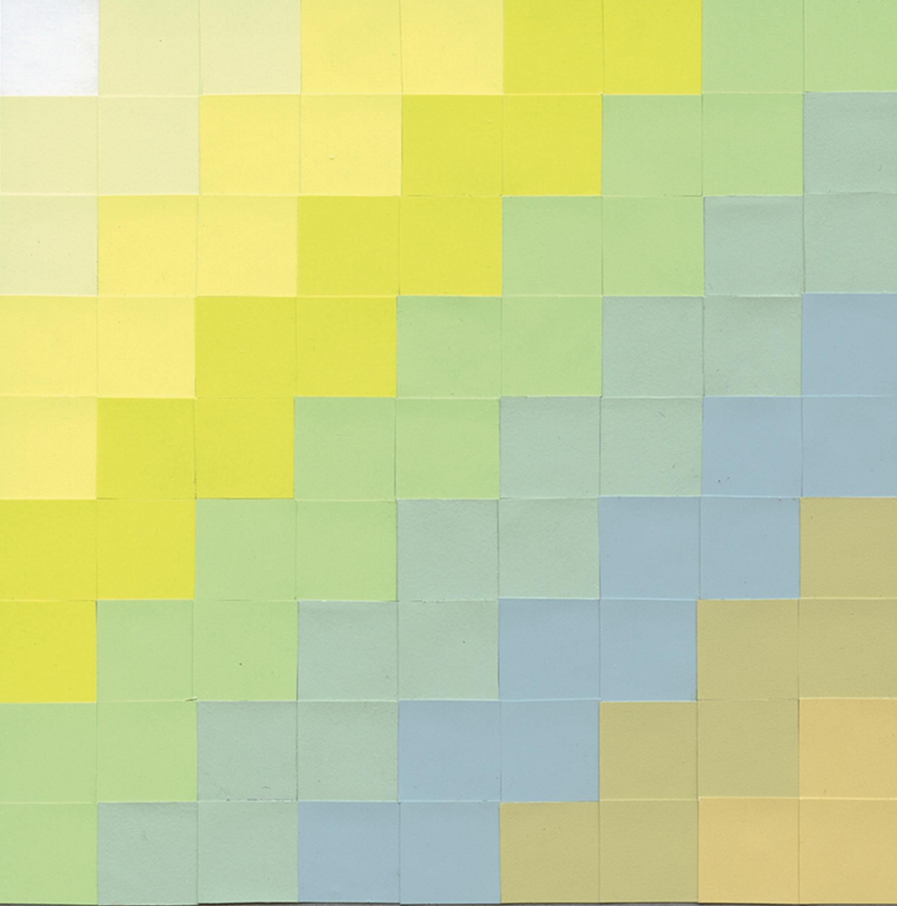 #32, Pastel abstrait et grille de chevrons, Joseph Albers Color Aid Collage de papier en vente 1