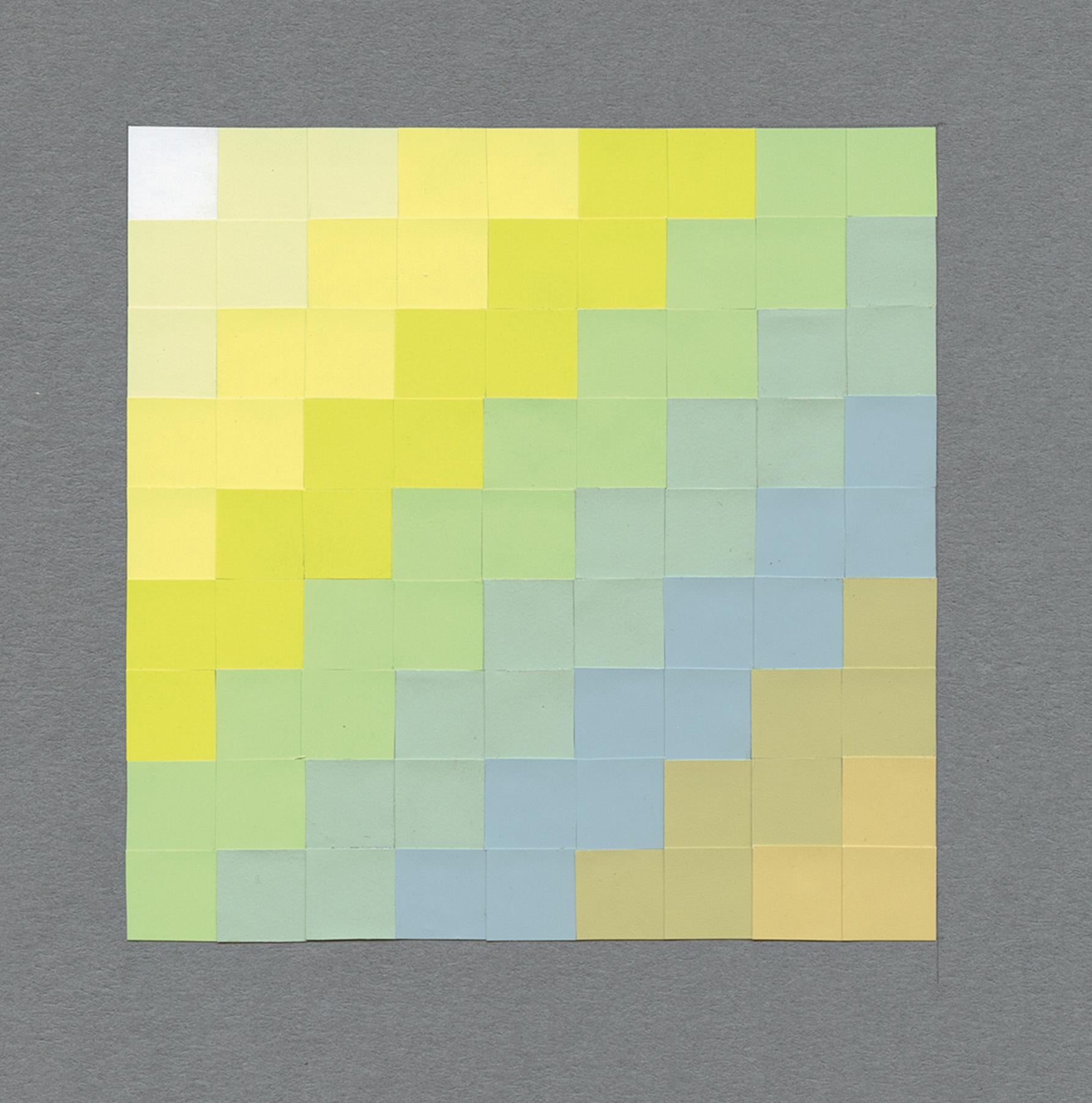 #32, Abstract Pastel & Chevron Grid, Joseph Albers Color Aid Paper Collage - Abstract Geometric Art by Lucía Rodríguez Pérez