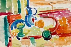 Nature morte colorée à l'aquarelle des années 1950 par Israel Louis Winarsky