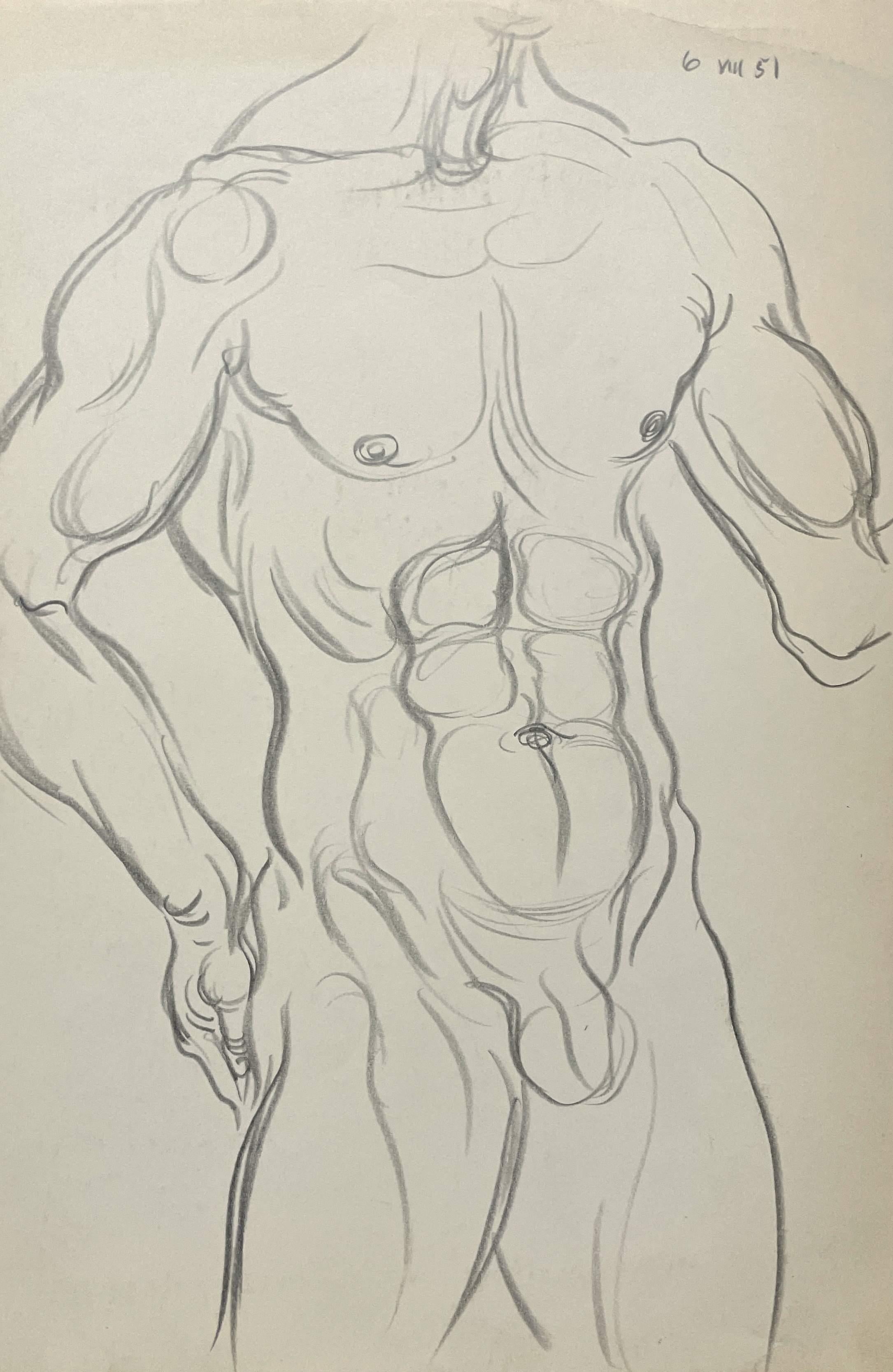Harold Haydon Figurative Art - Figure Study (Standing Male- Torso)