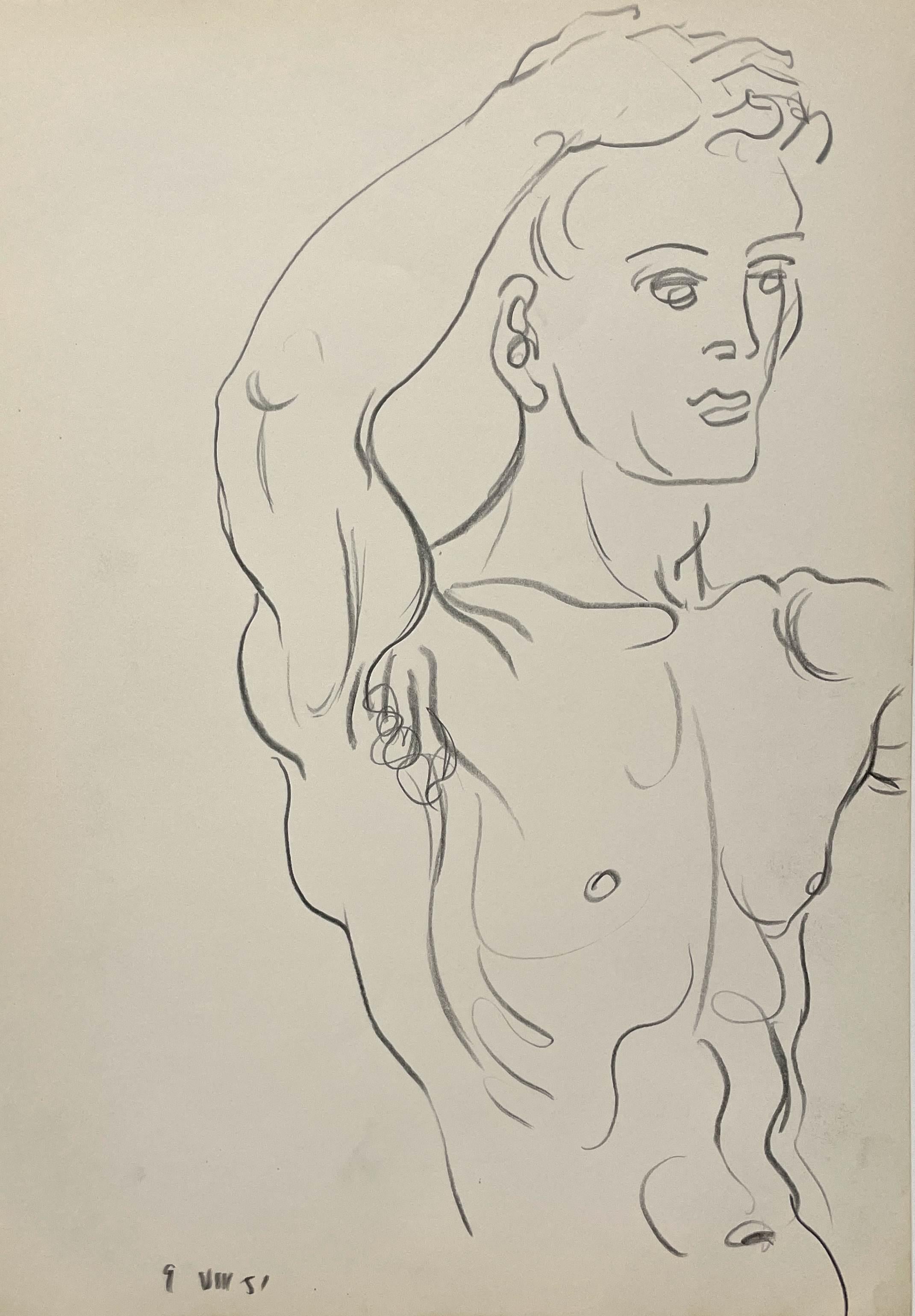 Harold Haydon Figurative Art - Figure Study (Standing Male)