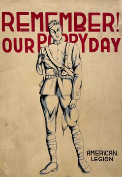 American Veterans Remembrance Day Poster Study (National Poppy Day, Am. Legion)
