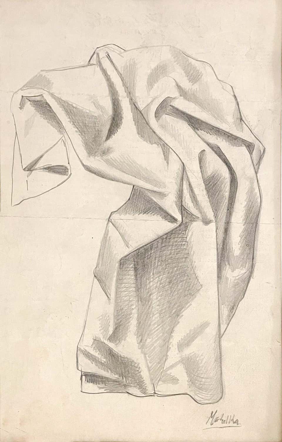 A Fine 1930s Modern Drawing of Classical Drapery by NY Artist, Jan Matulka