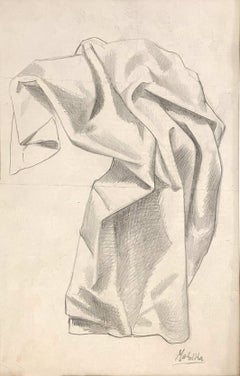 Estudio en grafito sobre papel de drapeados clásicos del modernista Jan Matulka, hacia 1938
