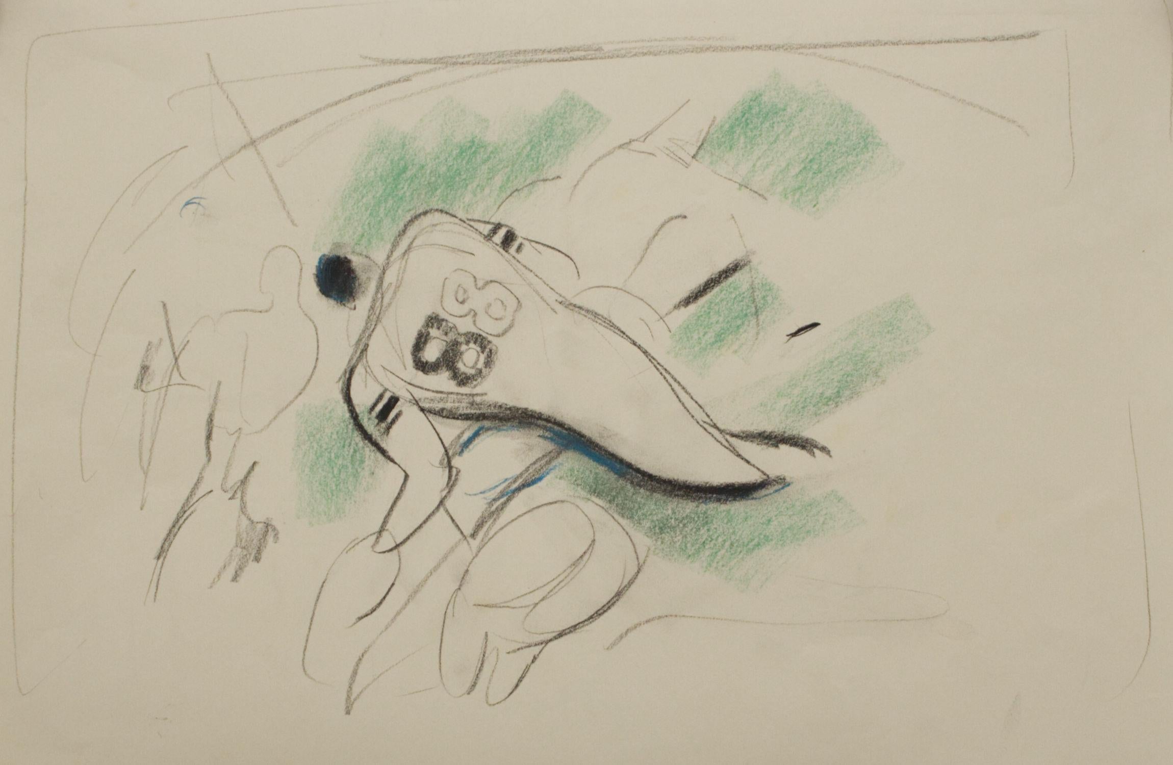 A ca. 1954, drawing of a Notre Dame Football Game by Artist Francis Chapin