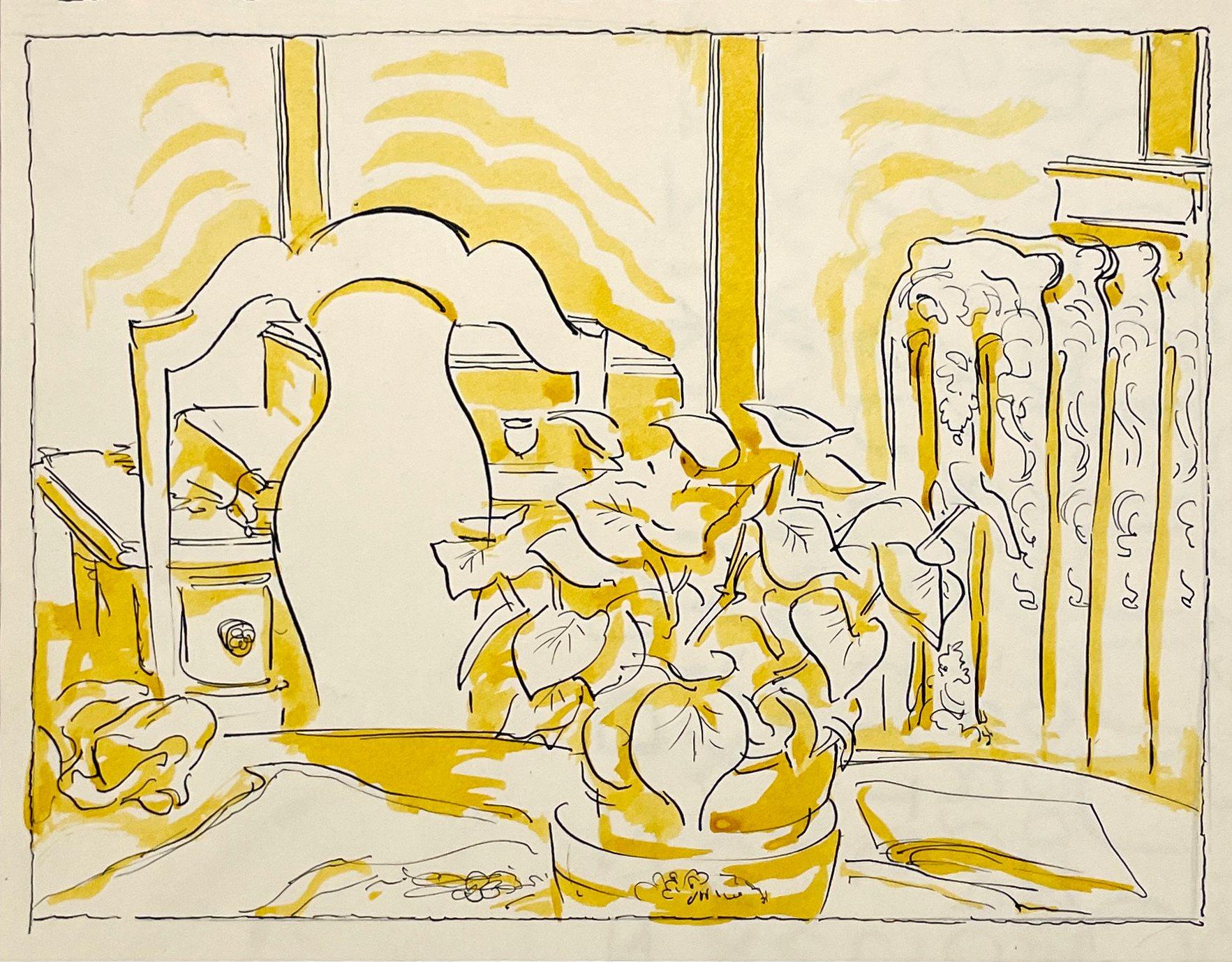 Still Life at a Table, Study in Yellow by Artist Harold Haydon