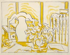 Vintage Still Life at a Table, Study in Yellow by Artist Harold Haydon