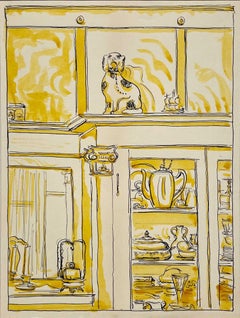 Vintage An Interior Scene, Study in Yellow by Artist Harold Haydon