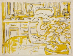 Still Life at a Table, Study in Yellow by Artist Harold Haydon