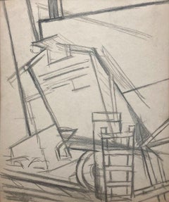 Étude murale au graphite sur papier d'un Yard par Rudolph Weisenborn, vers 1940
