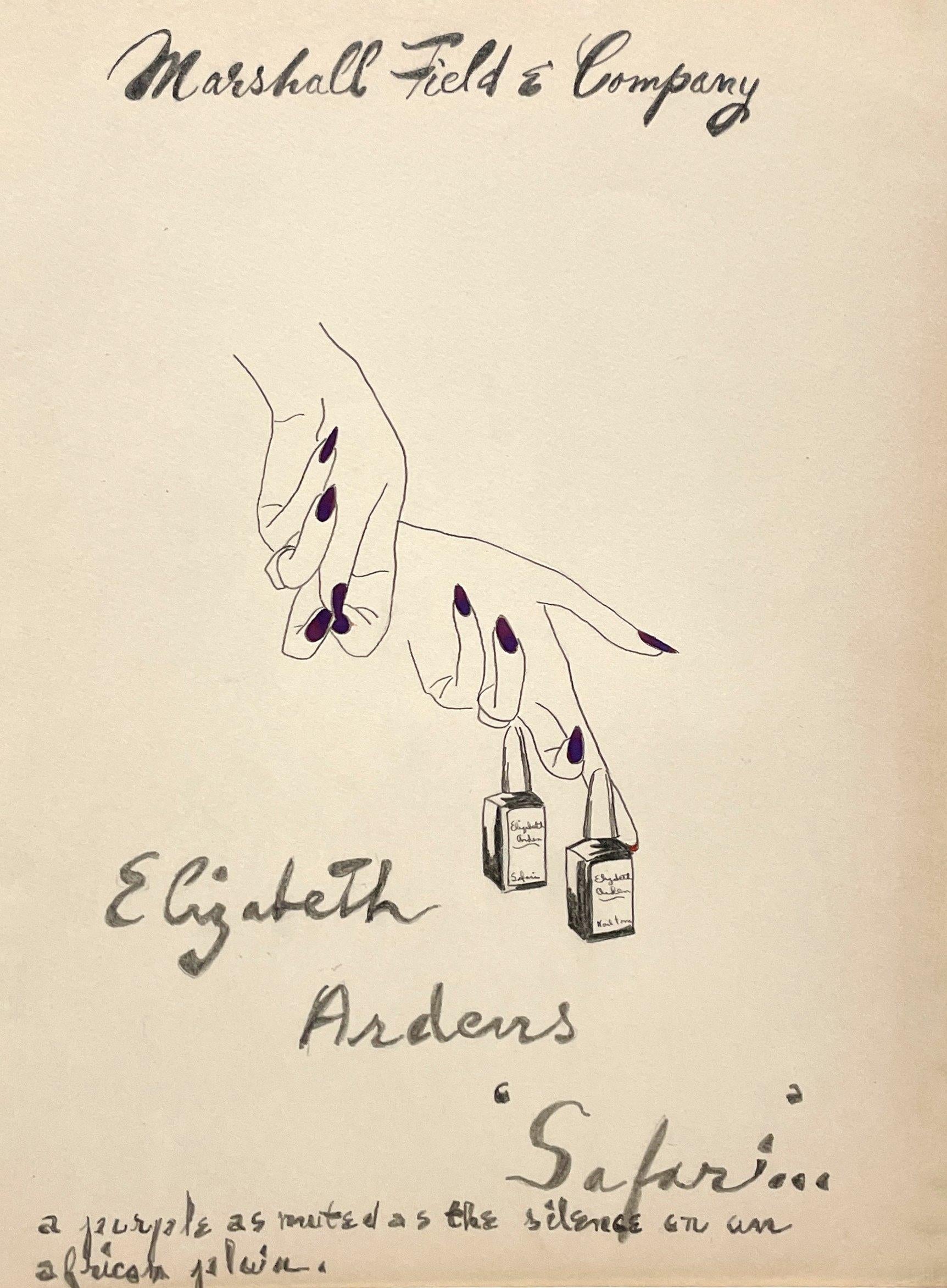 Unknown Figurative Art – Modestudie für Elizabeth Arden's Nail Polish at Marshall Field, Anfang der 1940er Jahre