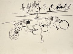 Dibujo de una carrera de bicicletas de hacia 1930, del artista Francis Chapin