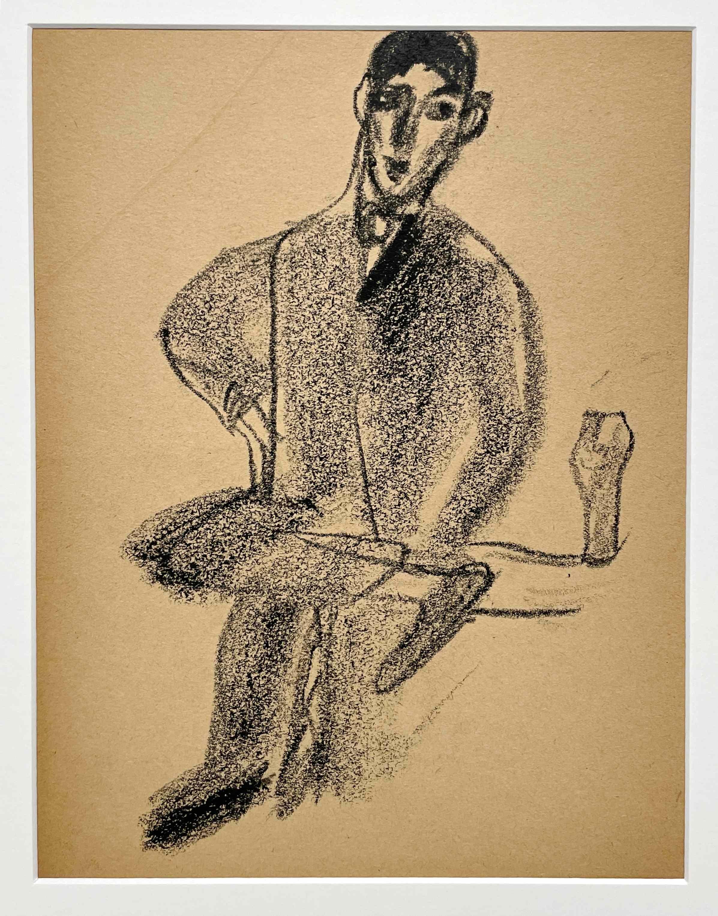 Dibujo del artista Francis Chapin de un hombre elegante con un vaso de cerveza, ca. 1928