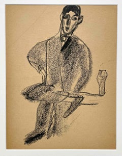 Dibujo del artista Francis Chapin de un hombre elegante con un vaso de cerveza, ca. 1928