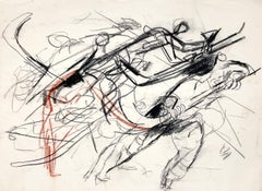 Dibujo al pastel y carboncillo sobre papel de un partido de hockey de Francis Chapin