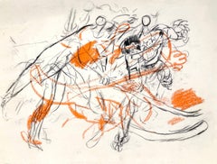A Años 50  Dibujo al pastel y carboncillo sobre papel de un partido de hockey de Francis Chapin