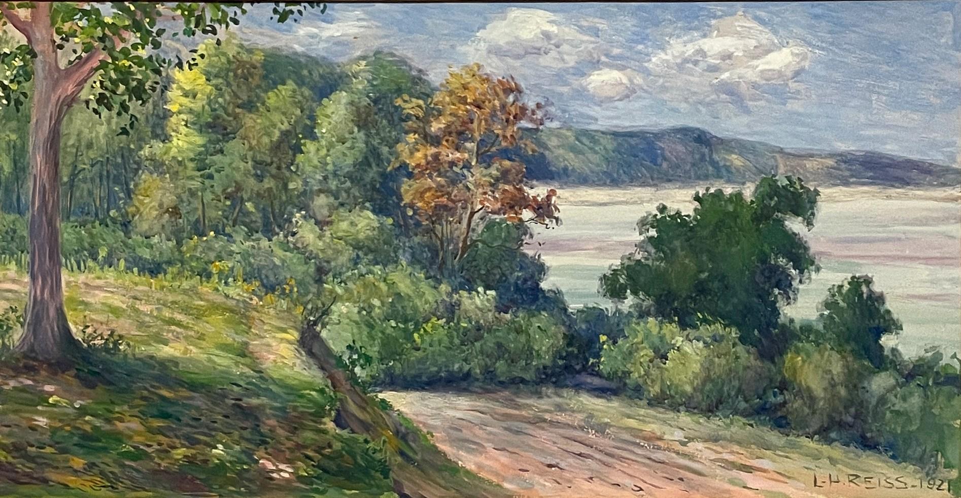 Ein Aquarell auf Papier Landschaft eines Seewaldes, IL, 1921, von Louis H. Reiss