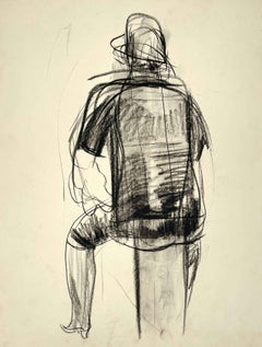 Dibujo de los años 30 de una mujer sentada en un mostrador de comida, por Francis Chapin