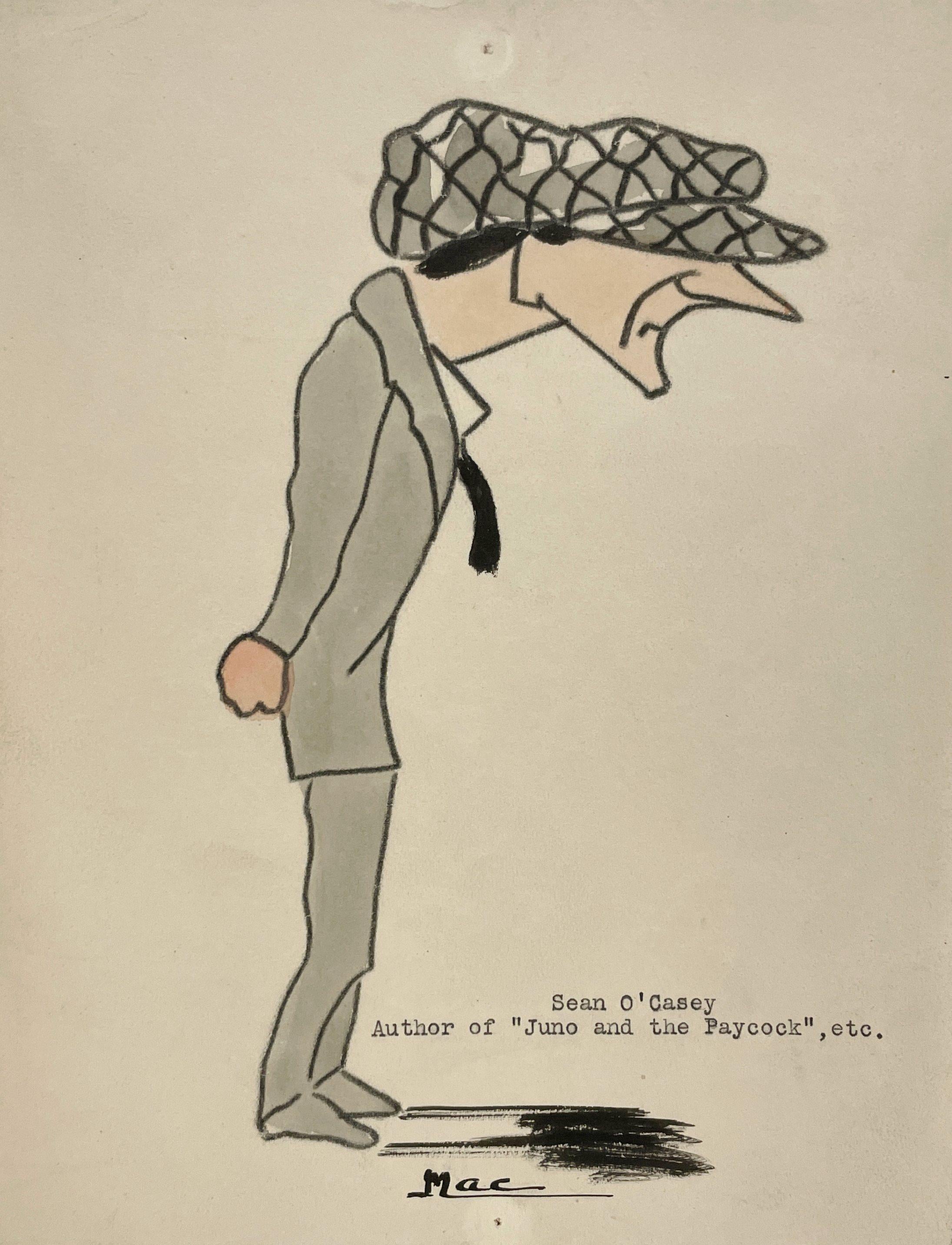 A 1920s Caricature of Author Sean O’Casey by Irish Artist Isa M. Macnie