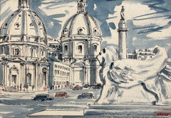 Exquisite Mid-Century-Aquarell von Rom, ca. 1960, des Künstlers George Yelich