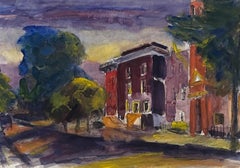 1930er Jahre Heiteres Aquarell einer Straßenszene in Chicago von Constantine Pougialis