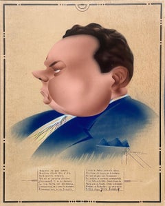 1944 Ritratto senza titolo che rappresenta una protesta sindacale messicana, firmato M.S. Rivera
