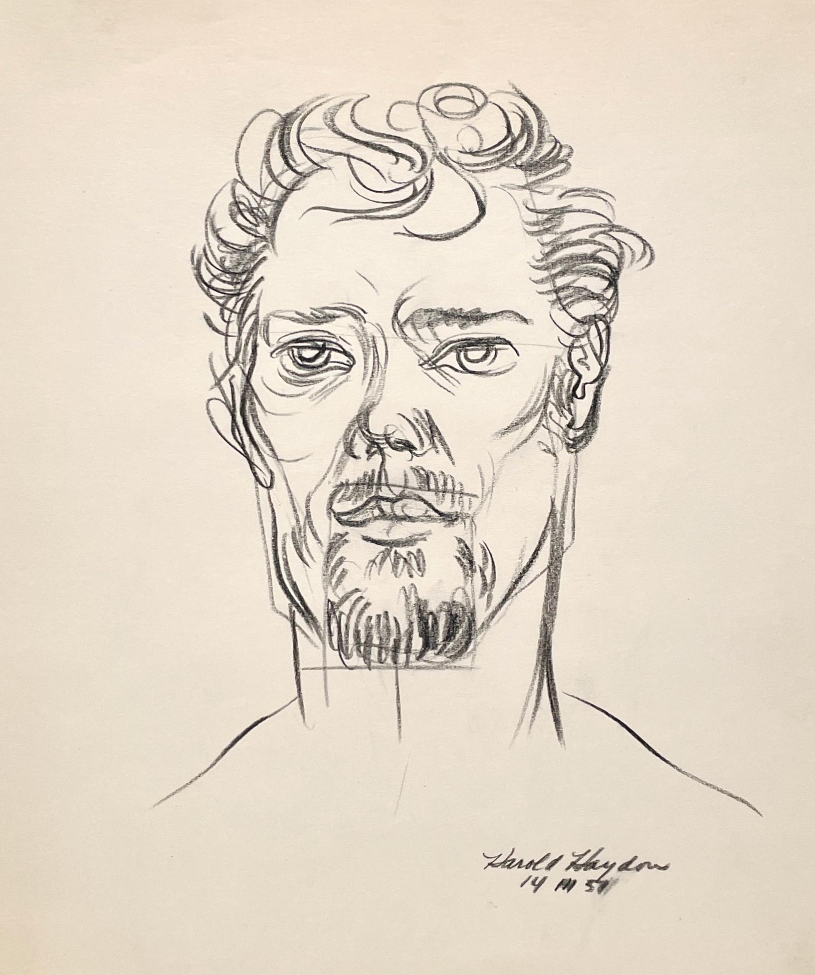 Un avvincente ritratto di giovane uomo di Harold Haydon del 1951, in stile Mid-Century Modern.