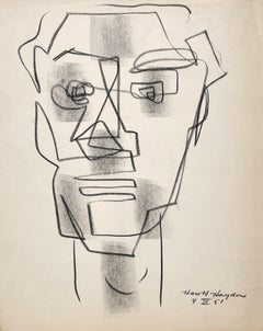 Un fabuloso retrato abstracto de hombre, moderno de mediados de siglo, de 1951, por Harold Haydon
