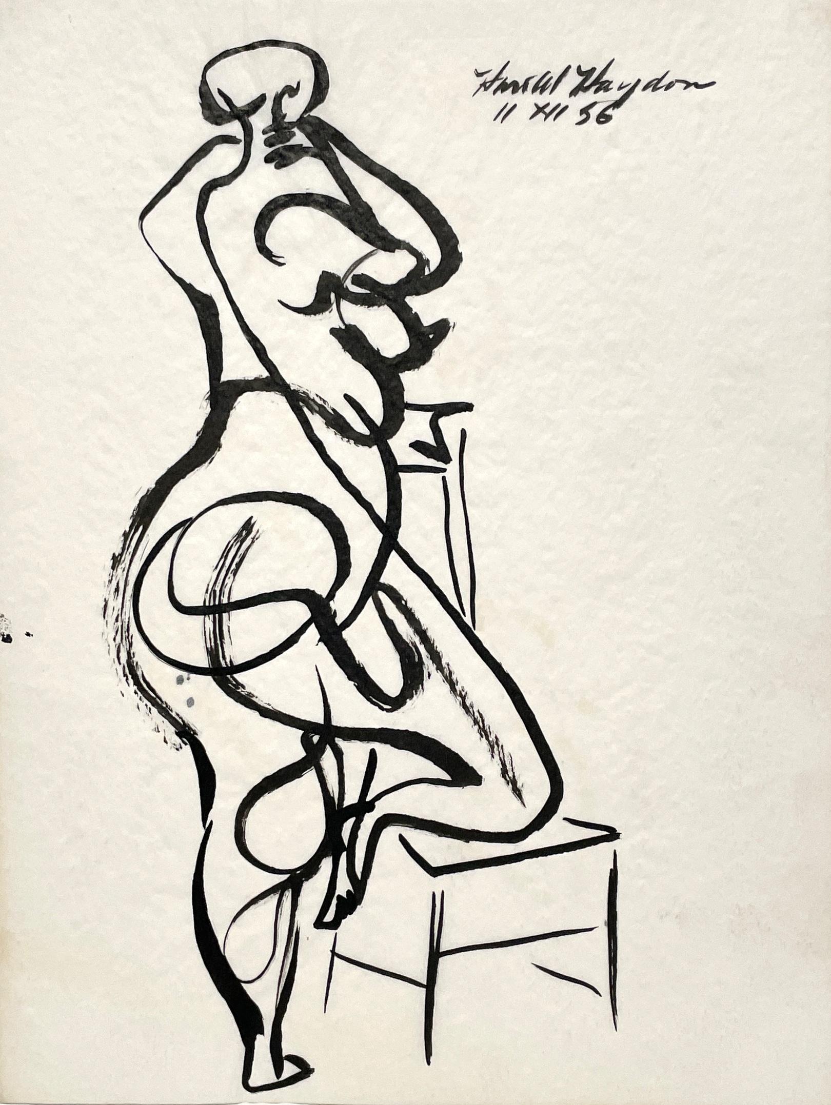 Studio di figura femminile astratta d'avanguardia e moderna di metà secolo di Harold Haydon