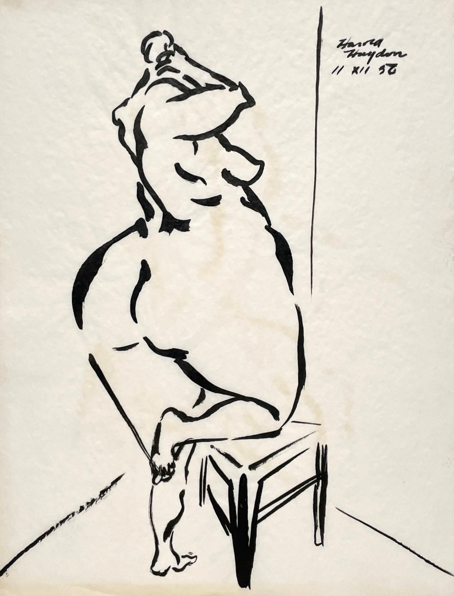 Studio di figura femminile astratta d'avanguardia e moderna di metà secolo di Harold Haydon