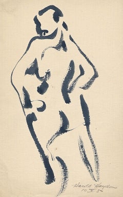 Sorprendente dibujo a tinta de una bailarina de pie de mediados de siglo XX