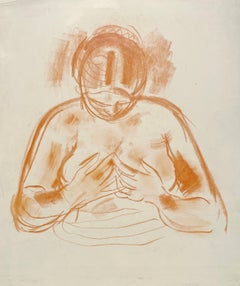 Un pastel introspectif de nu féminin moderne de l'artiste renommé Francis Chapin
