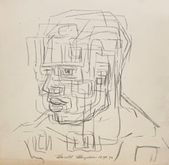 Vintage A Dynamic, 1950s Mid-Century Modern Abstract Male Portrait by Harold Haydon
