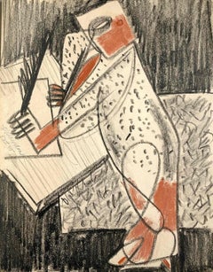 Eine dynamische kubistische Studio-Szene aus der Mitte des Jahrhunderts 1945, Skizzenklasse