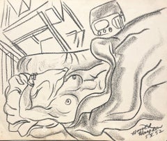 Disegni di interni su carta e acquerelli