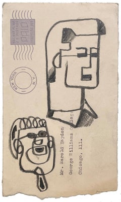 Vintage A Charming 1950s Mid-Century Modern Portrait Study of Two Men Wearing Sunglasses