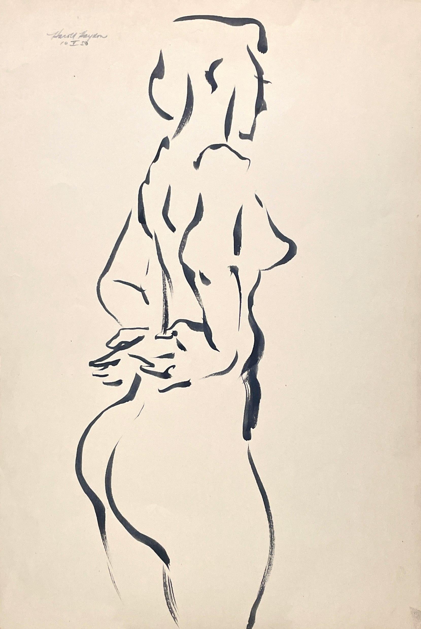 A Fabulous 1950s Mid-Century Modern Standing Female Nude Figure Study
