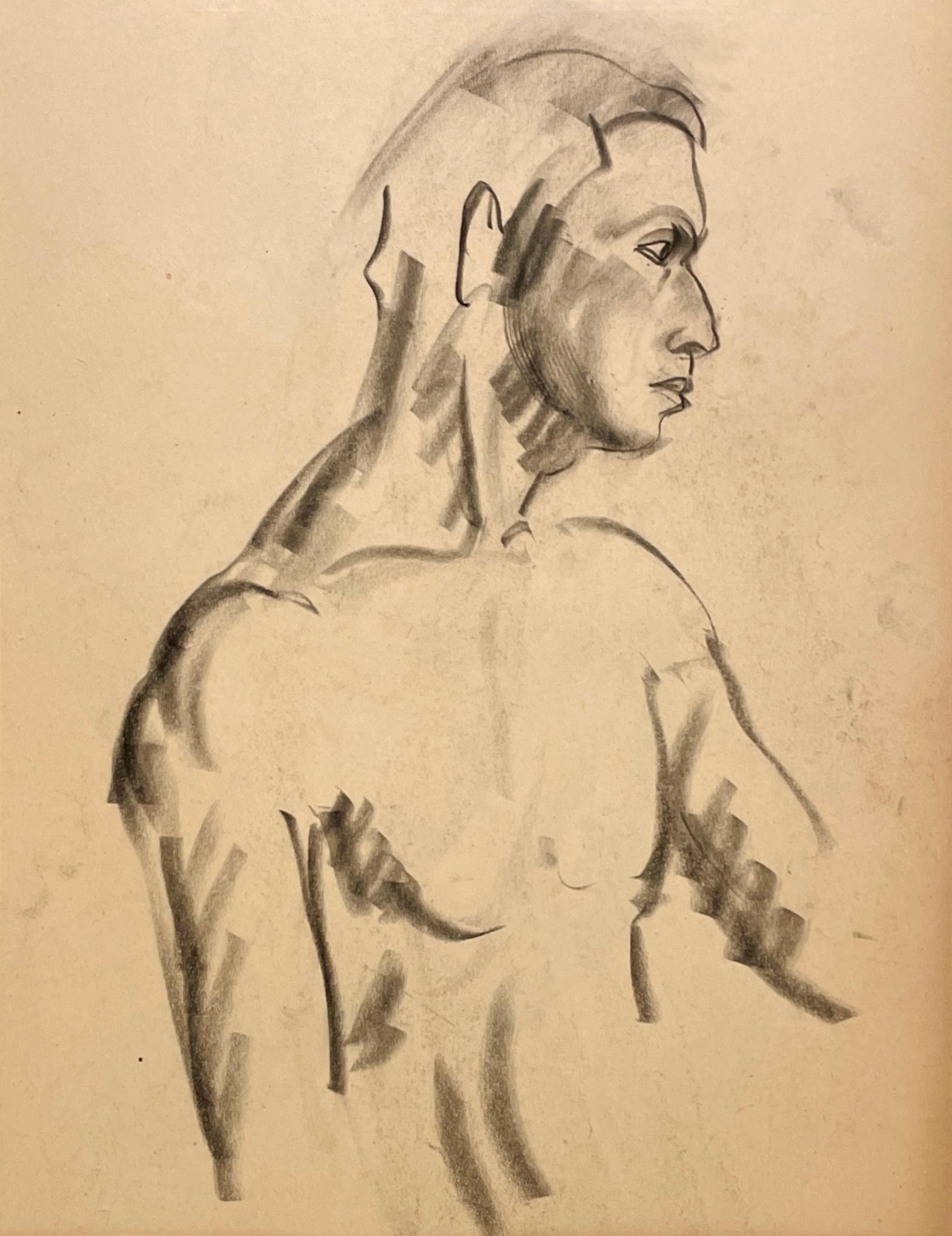 Harold Haydon Figurative Art – A Handsome 1930s Modern Portrait Figure Study of a Young Male Model