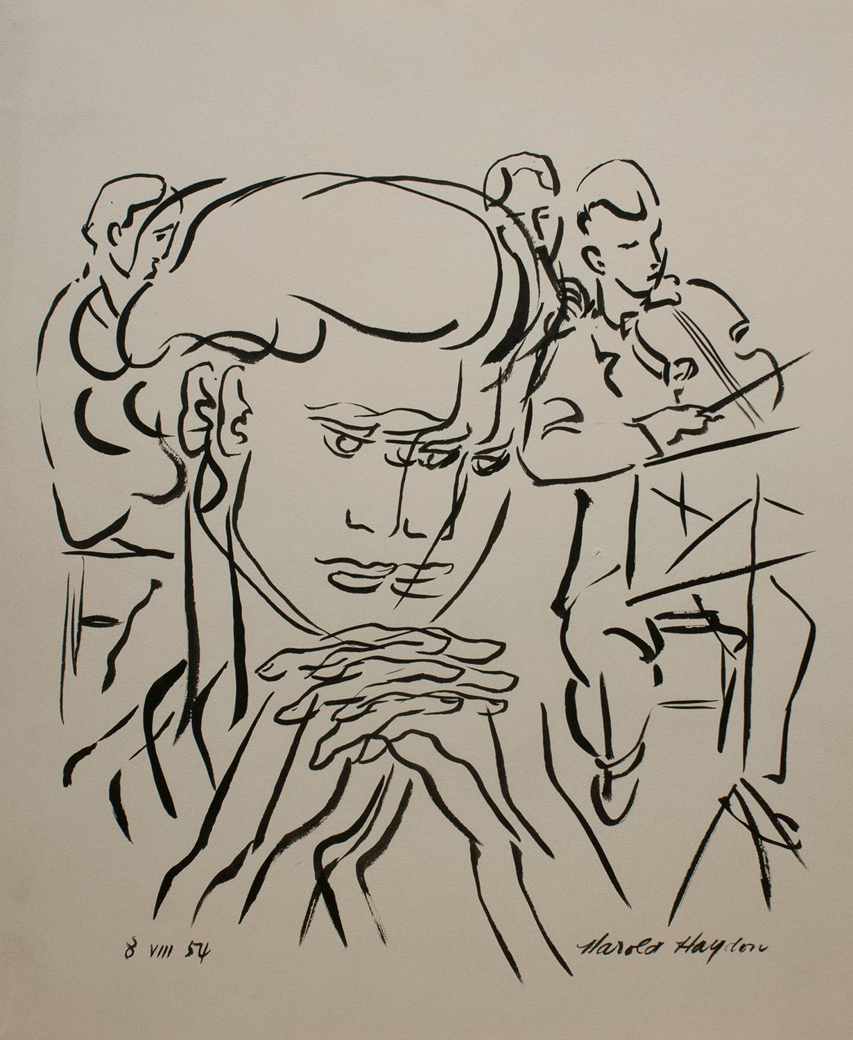 Harold Haydon Portrait – Eine schöne, surrealistische Darstellung einer Sommersymphonie aus den 1950er Jahren