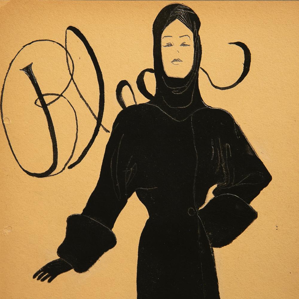 Women’s Black Coat, Blum’s Vogue - Art Deco Art by Unknown