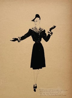 Vintage A Striking 1940s Fashion Study of a Women’s Hat & Coat, Marshall Field & Co.