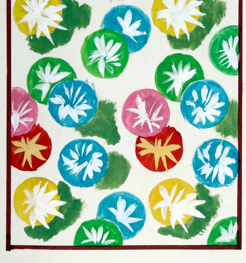 Un design textile coloré des années 1950 de l'artiste Andre Delfau en vente 2