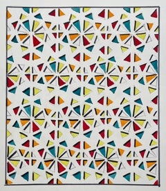 Ein fröhliches Textildesign des Künstlers Andre Delfau aus den 1950er Jahren