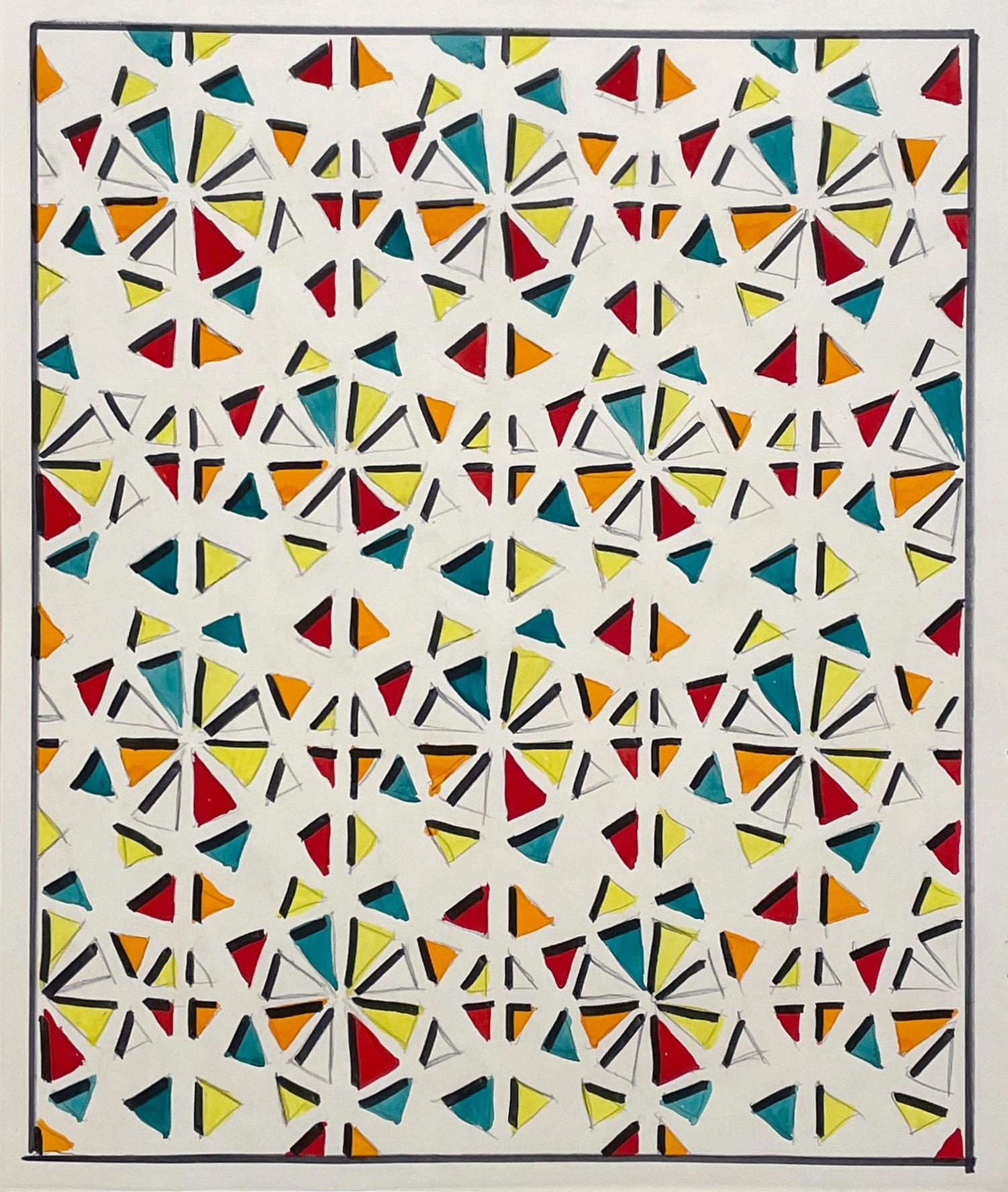 A Stylish, Colorful, Mid-Century Modern 1950s Abstract Geometric Textile Design
