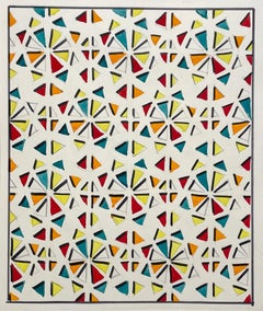 Ein fröhliches Textildesign des Künstlers Andre Delfau aus den 1950er Jahren