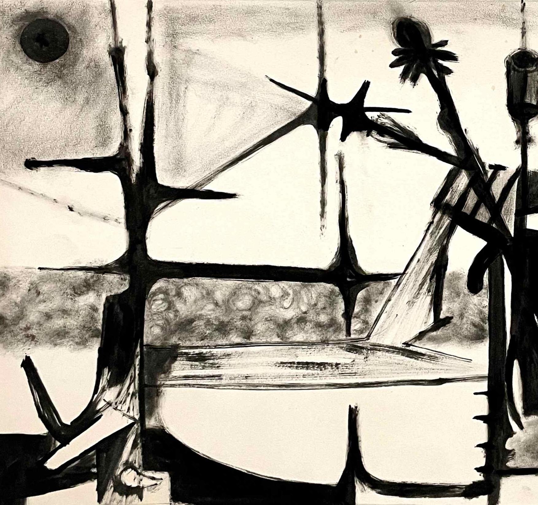 Schwarz-Weißes Schwarz-Weißes, Mid-Century, Surrealistische Abstraktion von Desmond McLean, 1959 im Angebot 3